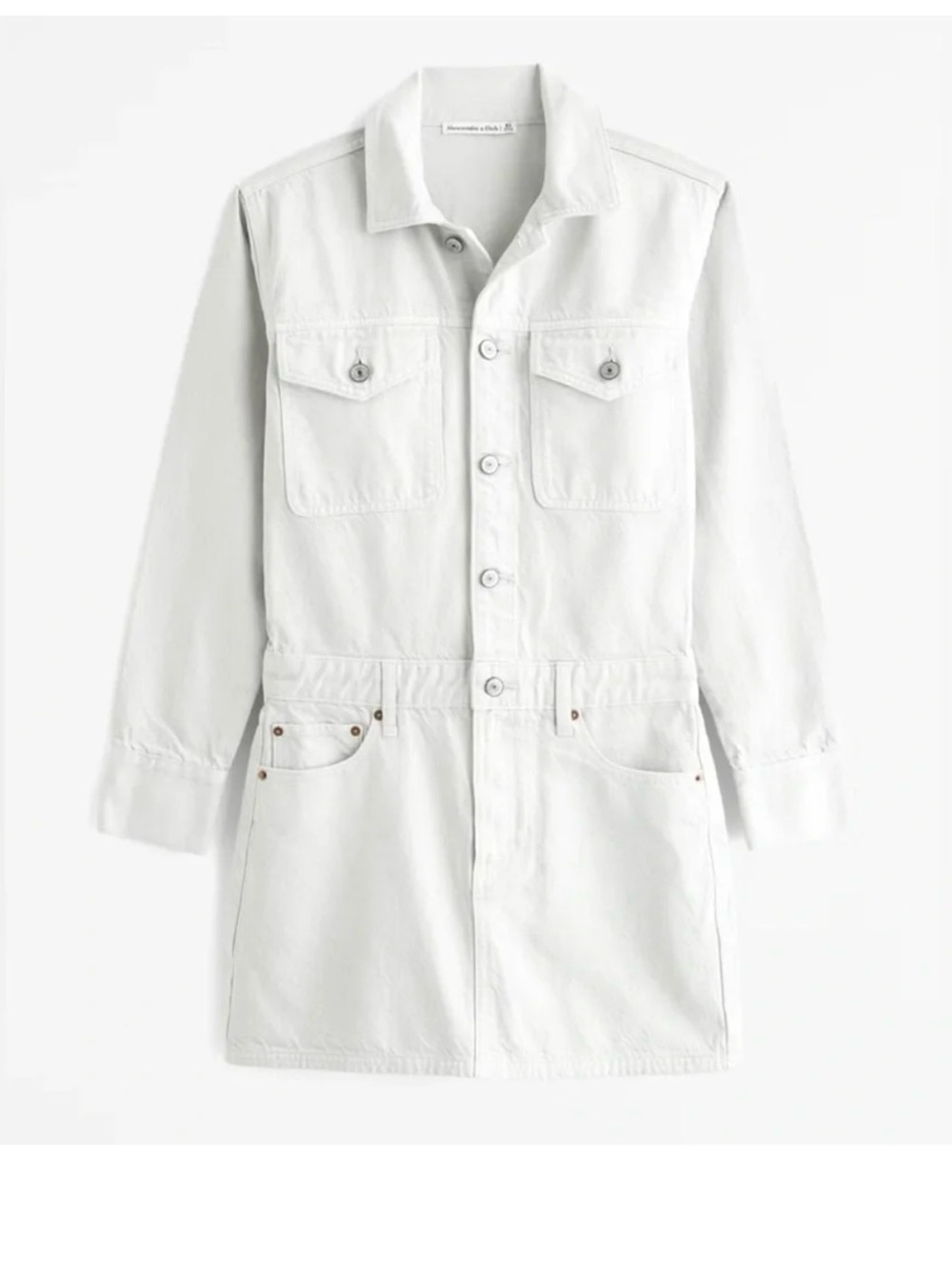 NWOT Abercrombie & Fitch White Long Denim Jacket